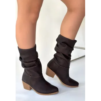 Yior Acı Kahve Nubuk Topuklu Bot