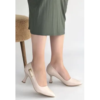 Yons Bej Cilt Topuklu Ayakkabı