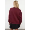 3 iplik şardonlu bisiklet yaka sweatshirt bordo