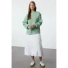 3 iplik şardonlu bisiklet yaka sweatshirt mint