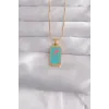 316L Çelik Gold Renk Mavi Mineli Tarot Kolye