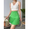 Altı pliseli mini etek yeşil s24705