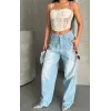 Baggy süper taş bıyık yıkama buz mavi d2007