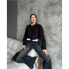 Çift renkli kısa gömlek siyahbeyaz s4021