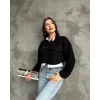 Çift renkli kısa gömlek siyahbeyaz s4021