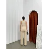 Cırtlı pantolon krep bej pt