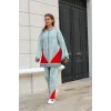 Çizgili bisiklet yaka triko takım Mint