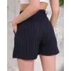 Çizgili düğmeli şort siyah s2551251