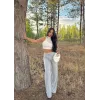 Fitilli şardonlu pantolon gri a4058
