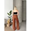 Flamlı kahve pantolon