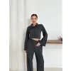 Gömlek yaka kaplama düğmeli takım antrasit st265866