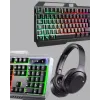 Işıklı Oyuncu Klavye Mouse ve Bluetooth Kulaklık Seti Türkçe Q USB
