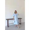 Kısa kollu müslin elbise mavi pt