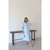 Kısa kollu müslin elbise mavi pt