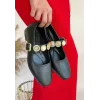 Koope Siyah Cilt Babet Ayakkabı