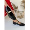 Koope Siyah Cilt Babet Ayakkabı