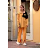 Kuş gözü triko takım Hardal