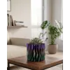 Modern Dalgalı Tasarımlı Mor 3D Dekoratif Vazo Ev Ofis Dekoru