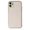 Newface iPhone 12 Kılıf Coco Deri Silikon Kapak - Beyaz