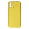 Newface iPhone 12 Kılıf Coco Deri Silikon Kapak - Sarı