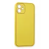 Newface iPhone 12 Kılıf Coco Deri Silikon Kapak - Sarı