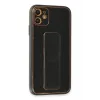 Newface iPhone 12 Kılıf Coco Karbon Standlı Kapak - Siyah