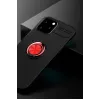 Newface iPhone 12 Kılıf Range Yüzüklü Silikon - Siyah-Kırmızı