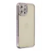Newface iPhone 12 Pro Kılıf Joke Taşlı Silikon - Mor