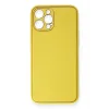 Newface iPhone 12 Pro Max Kılıf Coco Deri Silikon Kapak - Sarı