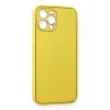 Newface iPhone 12 Pro Max Kılıf Coco Deri Silikon Kapak - Sarı