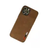Newface iPhone 12 Pro Max Kılıf Loop Deri Silikon - Kahverengi