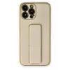 Newface iPhone 13 Pro Kılıf Coco Deri Standlı Kapak - Gold