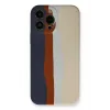 Newface iPhone 13 Pro Kılıf Ebruli Lansman Silikon - Lacivert-Krem