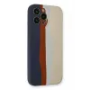 Newface iPhone 13 Pro Kılıf Ebruli Lansman Silikon - Lacivert-Krem
