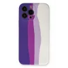 Newface iPhone 13 Pro Kılıf Ebruli Lansman Silikon - Mor-Beyaz