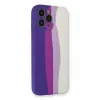 Newface iPhone 13 Pro Kılıf Ebruli Lansman Silikon - Mor-Beyaz