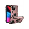Newface iPhone 13 Pro Kılıf Sofya Yüzüklü Silikon Kapak - Rose