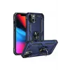Newface iPhone 14 Plus Kılıf Sofya Yüzüklü Silikon Kapak - Lacivert