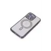Newface iPhone 15 Pro Max Kılıf Joke Simli Magneticsafe Kılıf - Derin Mor