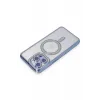 Newface iPhone 15 Pro Max Kılıf Joke Simli Magneticsafe Kılıf - Mavi