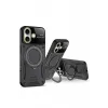 Newface iPhone 16 Kılıf Joy Lens Standlı Kapak - Mor