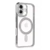 Newface iPhone 16 Plus Kılıf Joke Simli Magneticsafe Kılıf - Gümüş