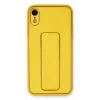Newface iPhone XR Kılıf Coco Deri Standlı Kapak - Sarı