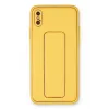 Newface iPhone XS Max Kılıf Coco Deri Standlı Kapak - Sarı