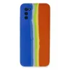 Newface Samsung Galaxy A03S Kılıf Ebruli Lansman Silikon - Mavi-Turuncu
