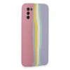 Newface Samsung Galaxy A03S Kılıf Ebruli Lansman Silikon - Pembe-Lila