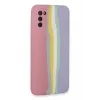 Newface Samsung Galaxy A03S Kılıf Ebruli Lansman Silikon - Pembe-Lila