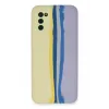 Newface Samsung Galaxy A03S Kılıf Ebruli Lansman Silikon - Sarı-Lila