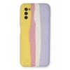 Newface Samsung Galaxy A03S Kılıf Ebruli Lansman Silikon - Sarı-Mavi