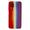 Newface Samsung Galaxy A22 Kılıf Ebruli Lansman Silikon - Kırmızı-Mor